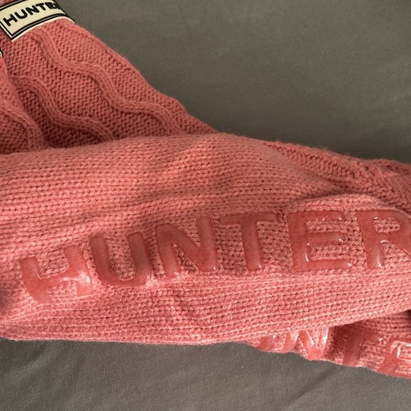 New HUNTER Slipper Socks Pink Faux Fur Knit Brown Gray One Size - Picture 6 of 7